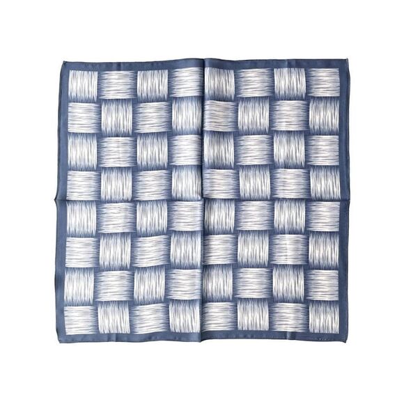 Blue Pattern Mulberry Silk Neck Scarf - Picture 2 of 4